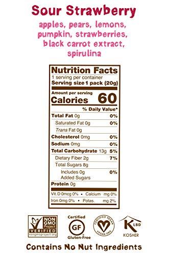 BEAR BEAR Sour - Real Fruit Yoyos - Strawberry-Apple - 0.7 Ounce (5 Count) - No added Sugar, All Natural, non GMO, Gluten Free, Vegan - Healthy on-the-go snack for kids & adults