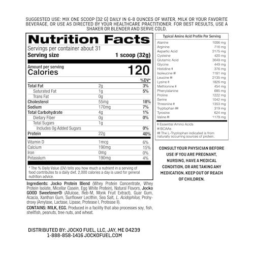 Jocko Fuel Jocko Mlk Whey Protein Powder 22g Low Sugar Monk Fruit Blend - Muscle Recovery & Growth, Packaging May Vary (31 Servings, Banana Cream)