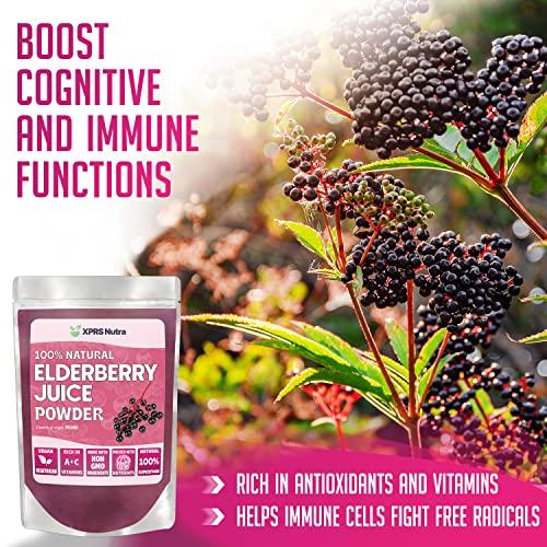 XPRS Nutra XPRS Nutra Elderberry Juice Powder - Elderberry Powder Organic Fruit Juice Mix - Powdered Elderberries Supplement Rich in Vitamins A and C (16 oz)