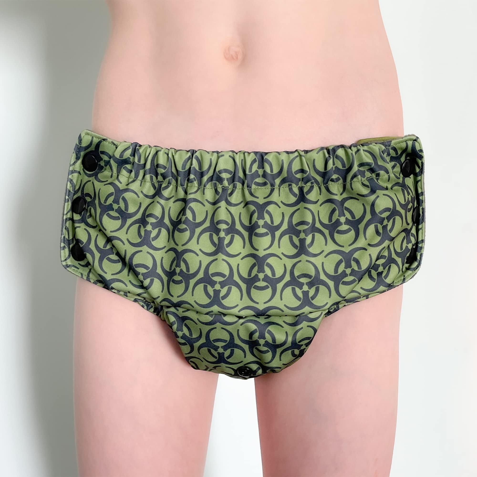 Ecoable Special Needs Big Kids\' Protective Briefs: Pull-on Cloth Diaper for Incontinence and Potty Training, Age 6-16 Years (Black Arrow, Junior 1)