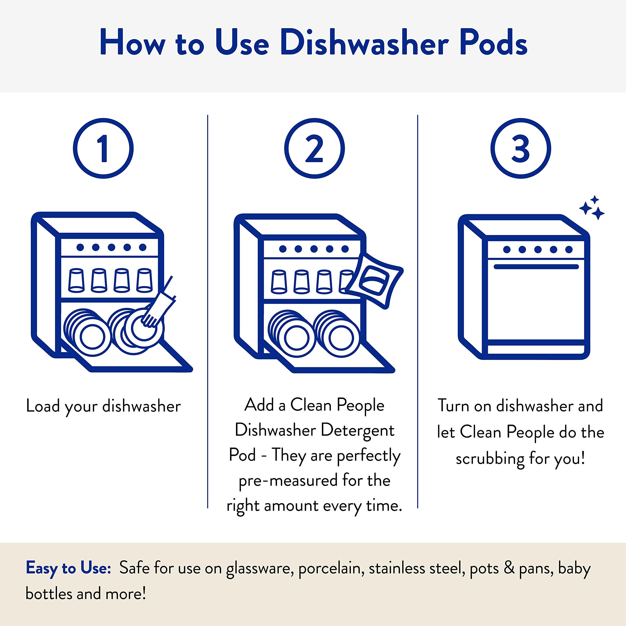 THE CLEAN PEOPLE The Clean People Dishwasher Pods - Cuts Grease & Rinses Sparkling Clean - Residue-Free - Phosphate Free Dishwashing Pods - Lemon, 30 Pack