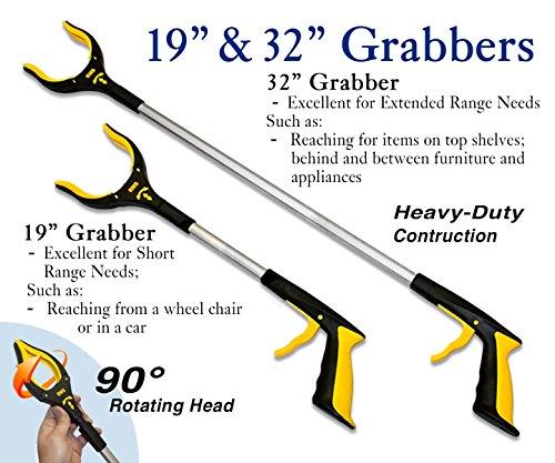 RMS RMS Premium 7-Piece Hip Knee Replacement Kit with Leg Lifter, 19 and 32 inch Rotating Reacher Grabber, Long Handle Shoe Horn, Sock Aid, Dressing Stick, Bath Sponge - for Knee or Back Surgery Recovery