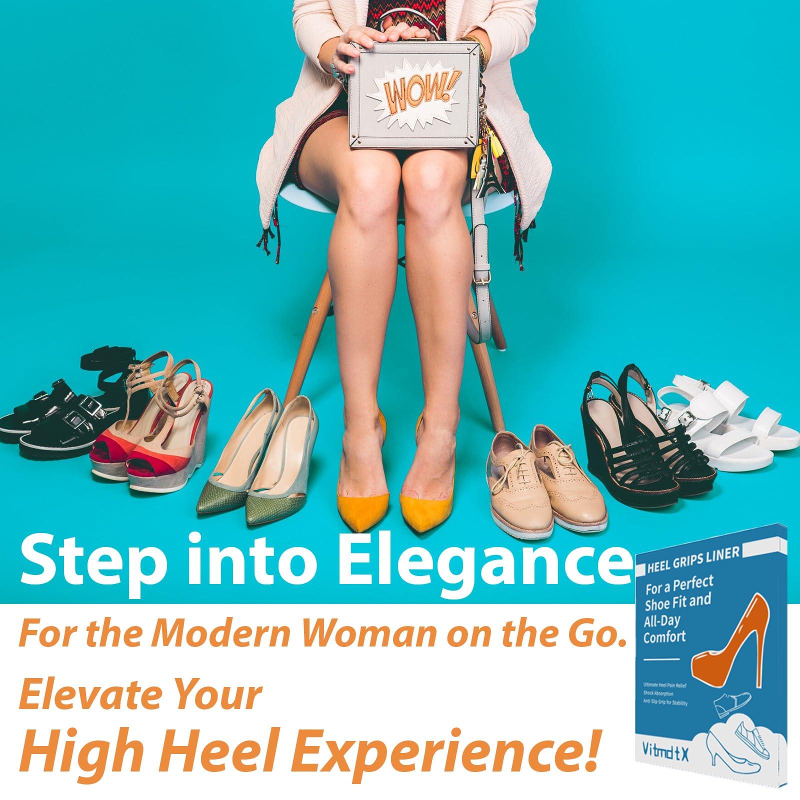 VitmdtX Heel Grips Liner Cushions Inserts for Loose Shoes, 4 Pairs Heel Pads Snugs for Shoe Women Men That are Too Big Filler Prevent Slipping, Blisters Beige