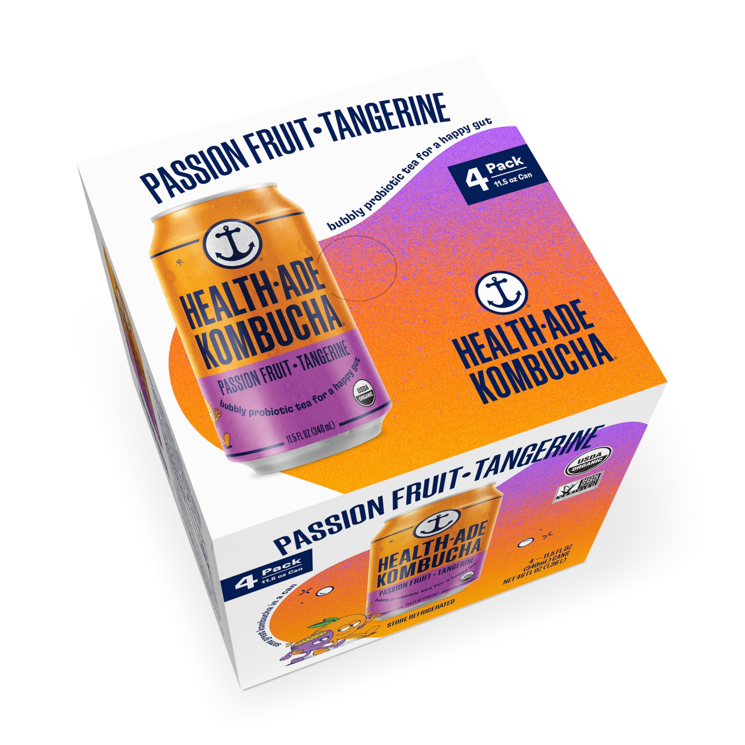 Health-Ade Health-Ade Organic Passion Fruit Tangerine Kombucha Can 11.5OZ 4-Pack, 46OZ