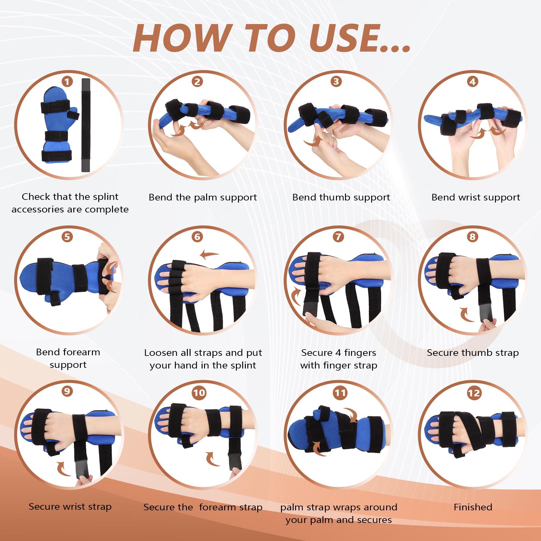 Scurnhau Scurnhau Resting Hand Splint, Night Sleeping Carpal Tunnel Wrist & Finger Splint, Stroke Hand Brace with Finger Support for Finger Contractures, Tendonitis, Arthritis, Fits Left and Right Hands, L