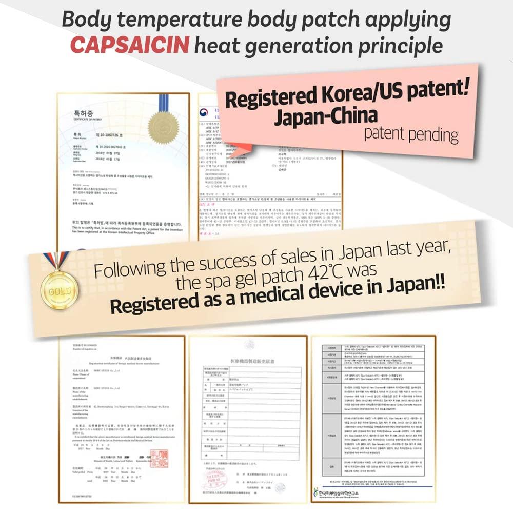 Spa Gelpatch 42C Spa Gelpatch 42C Body Applicator Tummy Sculpting Wrap for Women & Men Capsaicin All Natural Ingredients Easy to Use Fast Heating Thin Sticker (Corset Patch (Pack of 5)) Ver.37