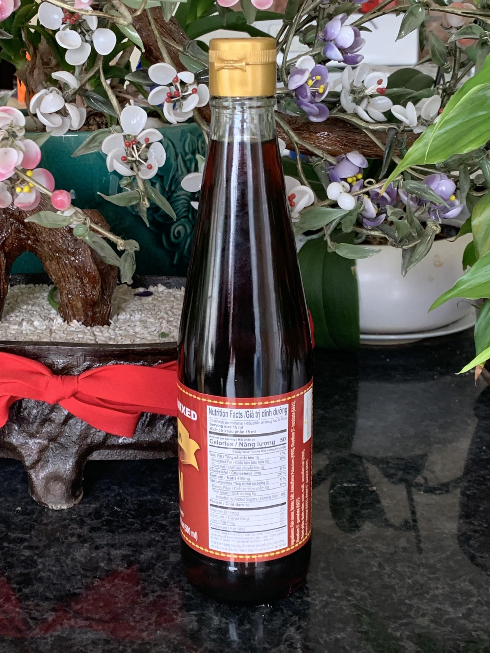 Fish and Soy Sauce 1 Pack - 60N Phu Quoc Premium Fish Sauce - Nuoc Mam Phu Quoc Dam Dac 60 Do Dam - 17 Oz