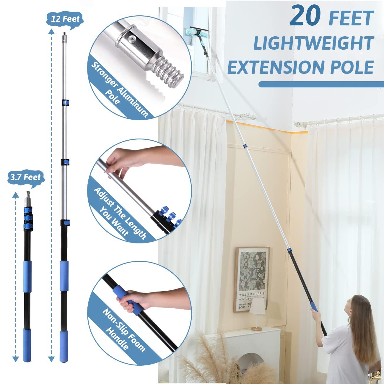 MAYKI MAYKI 20 Foot High Reach Dusters for Cleaning 5 PCS, Ceiling Fan Dusters with Extension Pole, Cobweb Duster with Extension Pole for High Ceilings/Fans, 2 in 1 Window Squeegee Duster