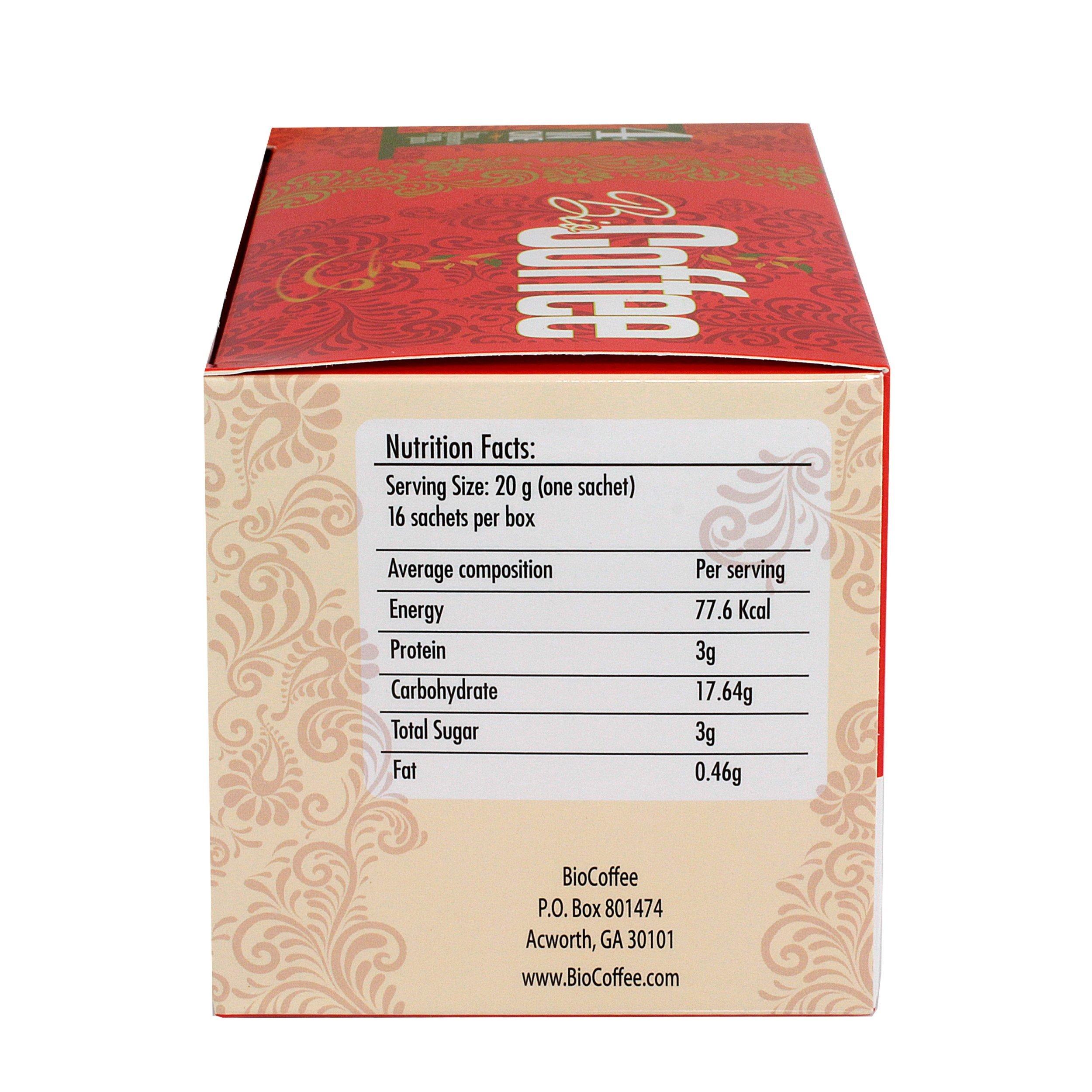 Bio Coffee Bio Coffee- First Organic Instant Non-dairy Alkaline Coffee (2 Boxes, 32 total sachets)