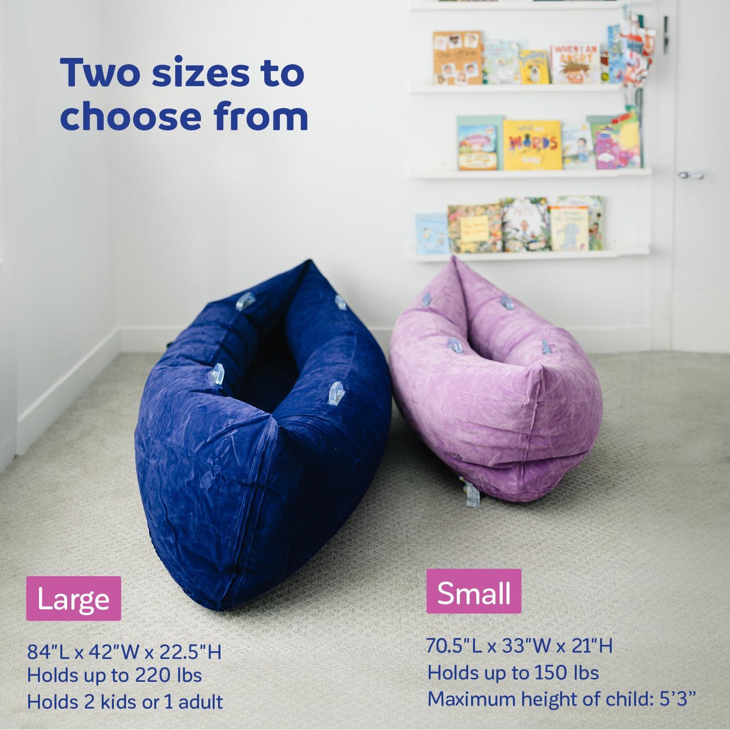 Fun and Function Fun and Function Air-Lite Cozy Canoe - Inflatable Sensory Peapod for Sensory Needs - Sensory Chair Compression Canoe for Kids Ages 3+ - Sensory Furniture - Navy - Medium