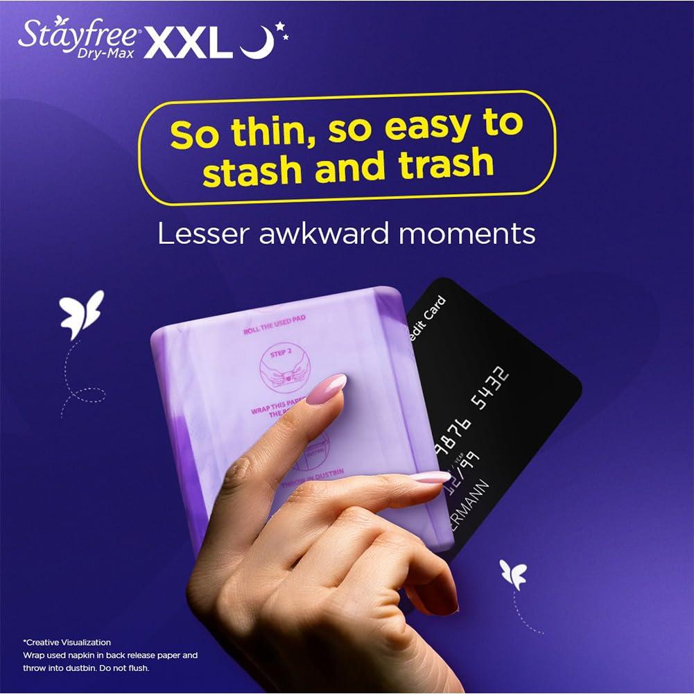 Stayfree Stayfree Dry Max All Night XL Dry Cover Sanitary Pads For Women With Wings, 28 Pads