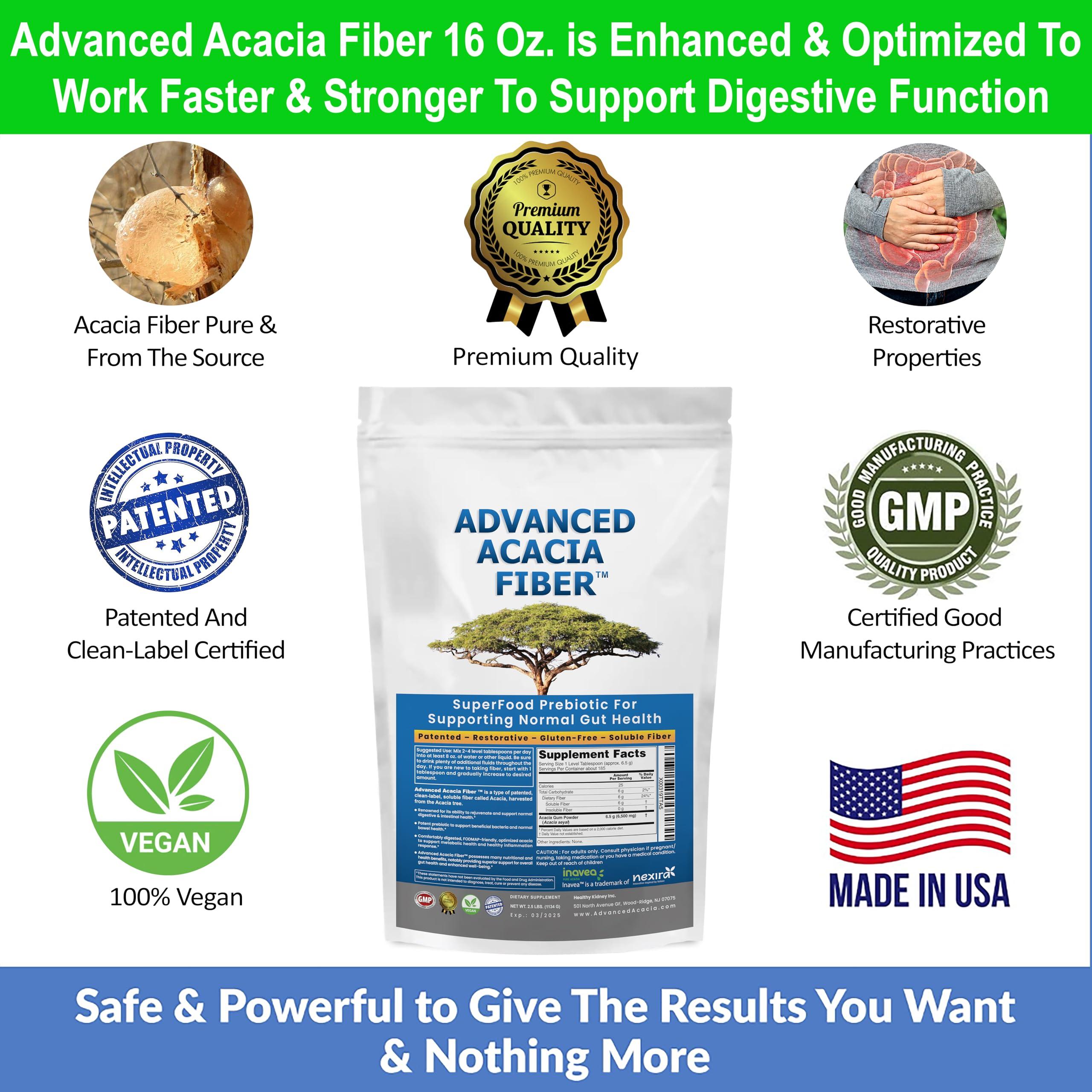 Kidney Restore Advanced Acacia Fiber Powder 2.5 Ibs (40oz) Soluble Fiber Leaky Gut Repair Powder. Organic Fiber Supplement Powder Prebiotic for Gut Repair