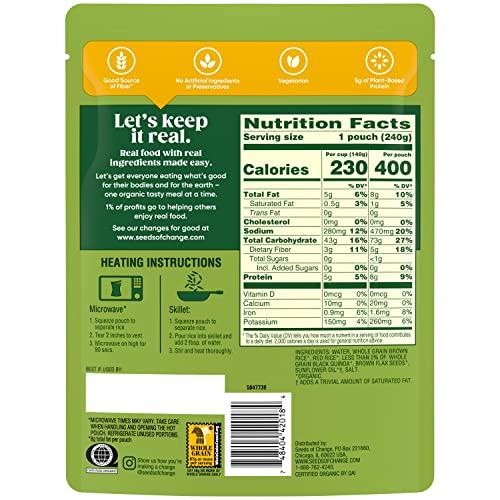 SEEDS OF CHANGE SEEDS OF CHANGE Organic Rice Variety Pack Quinoa and Brown Rice with Garlic & Quinoa Brown & Red Rice with Flaxseed, Microwaveable Ready to Heat, 8.5 Ounces (Pack of 6)