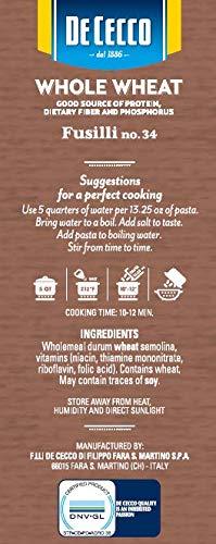 De Cecco De Cecco Whole Wheat Pasta, Fusilli, 13.25 Ounce (Pack of 12) (VIP1034)