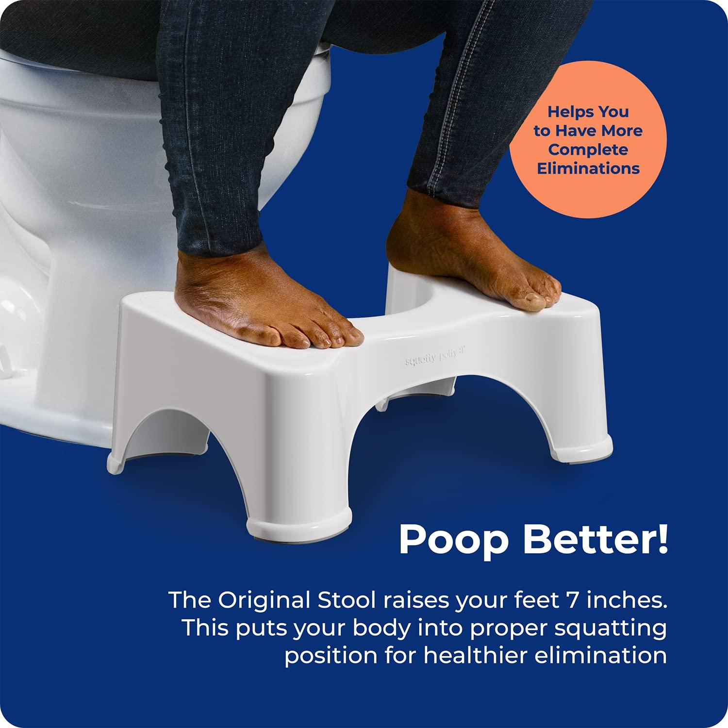 Squatty Potty Squatty Potty The Original Bathroom Toilet Stool, 7 Inch height, White & The Original Toilet Stool - Bamboo Flip, 7\" and 9\" Adjustable Heights, Brown