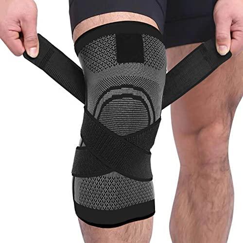 DCF DCF Compression Knee Sleeve with Adjustable Straps for Best Fit, Professional Knee Compression Sleeves Support for Knee Pain, Running, Work Out, Gym, Fitness, Weightlifting, 1-Pack