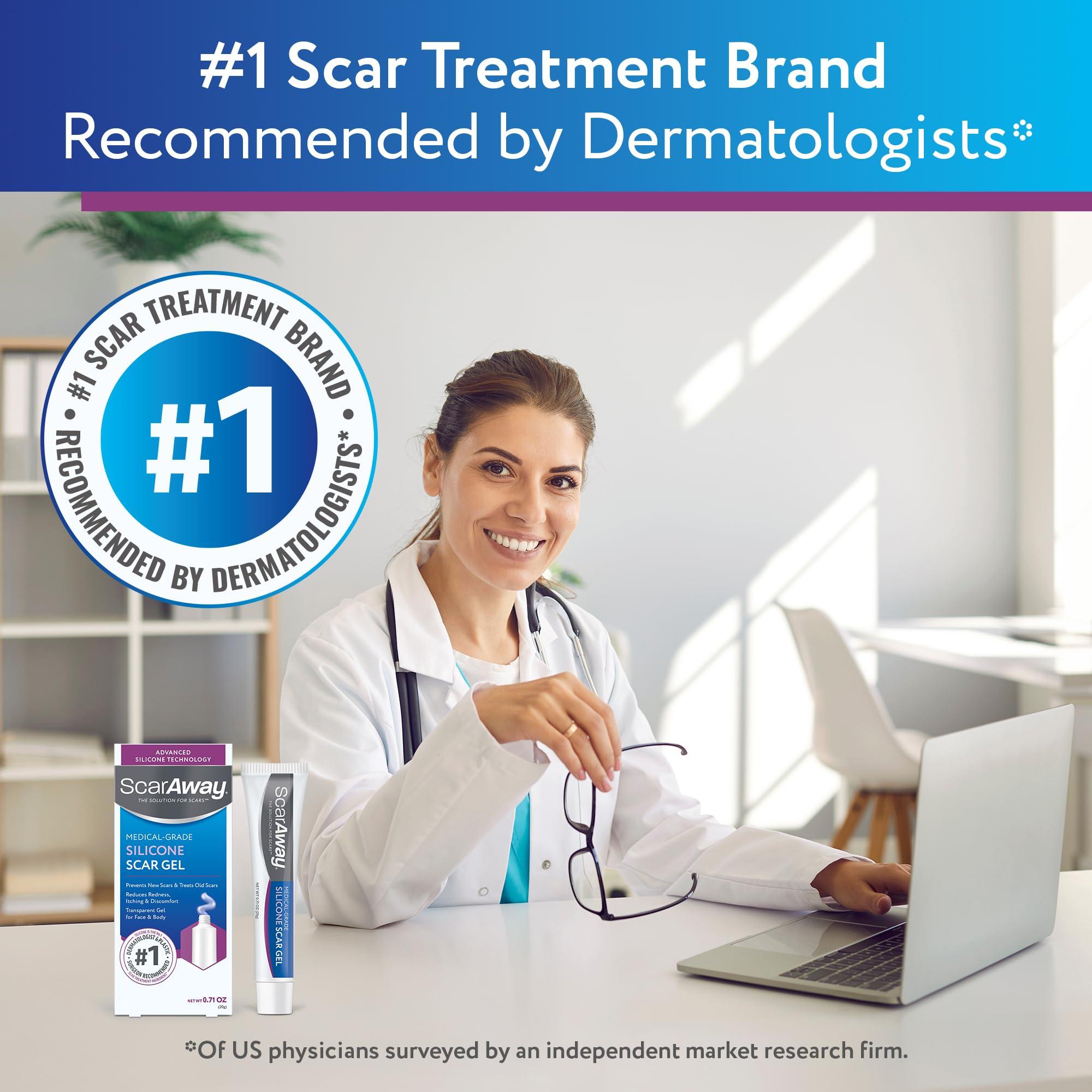 ScarAway ScarAway Silicone Scar Gel, Helps Improve Size, Color & Texture of Hypertrophic & Keloid Scars from Injury, Burns & Surgery, Water Resistant, 20g (0.7 Oz)