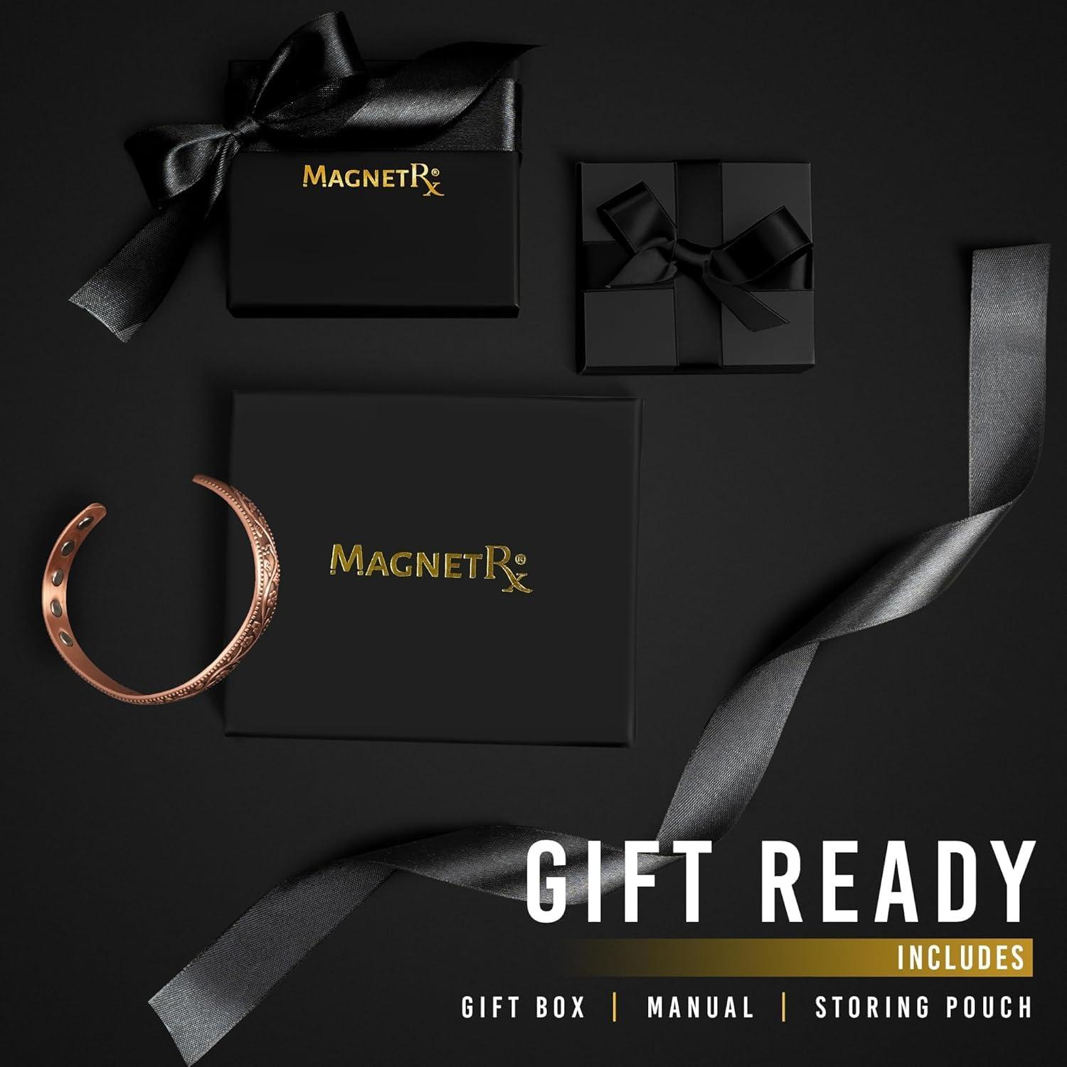 MagnetRX MagnetRX Women\'s Copper Bracelet Effective 99.9% Pure Copper Magnetic Bracelets for Women Adjustable Womens Copper Cuff Bracelet Bangle (Floral Style)