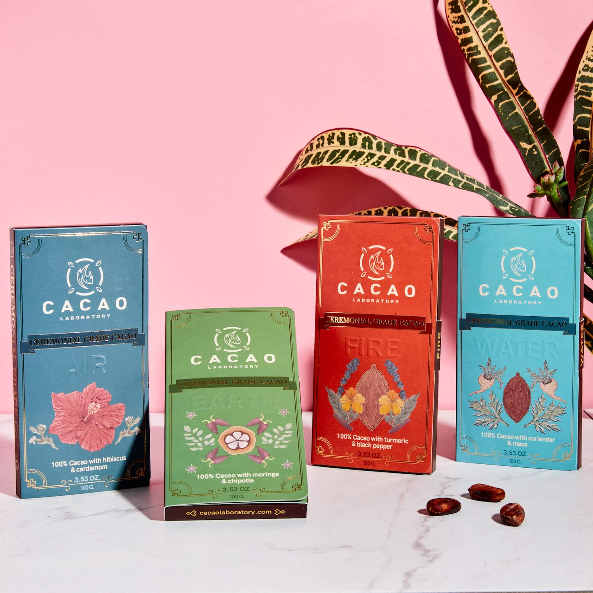Cacao Lab Single-Origin Ceremonial Cacao | Element Blends Variety Pack | 100% ceremonial-grade cacao blended with functional superfoods