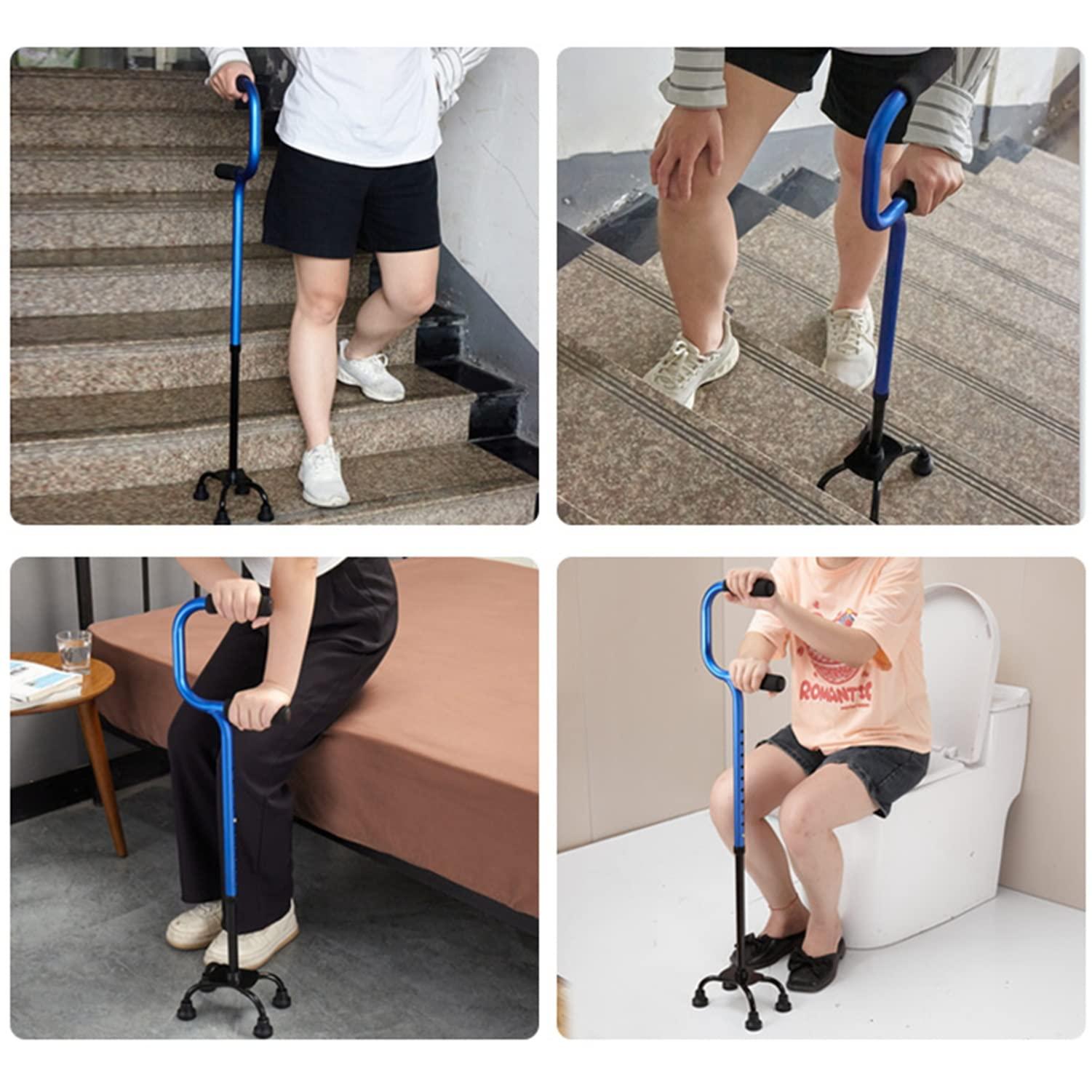 SEVEEZ SEVEEZ Quad Cane Adjustable Tetrapod Walking Stick with Four Leg Wide Base Aluminum Lightweight Standing Walking Aid (Color : Red)