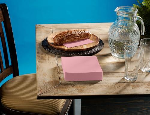 NAPEREE Disposable Cocktail Napkins Pink Paper, [200 Pack] 10\" x 10\" 2-Ply Quilted Pink Beverage Napkins For Bar, Cafe, Weddings, Party Or Kitchen