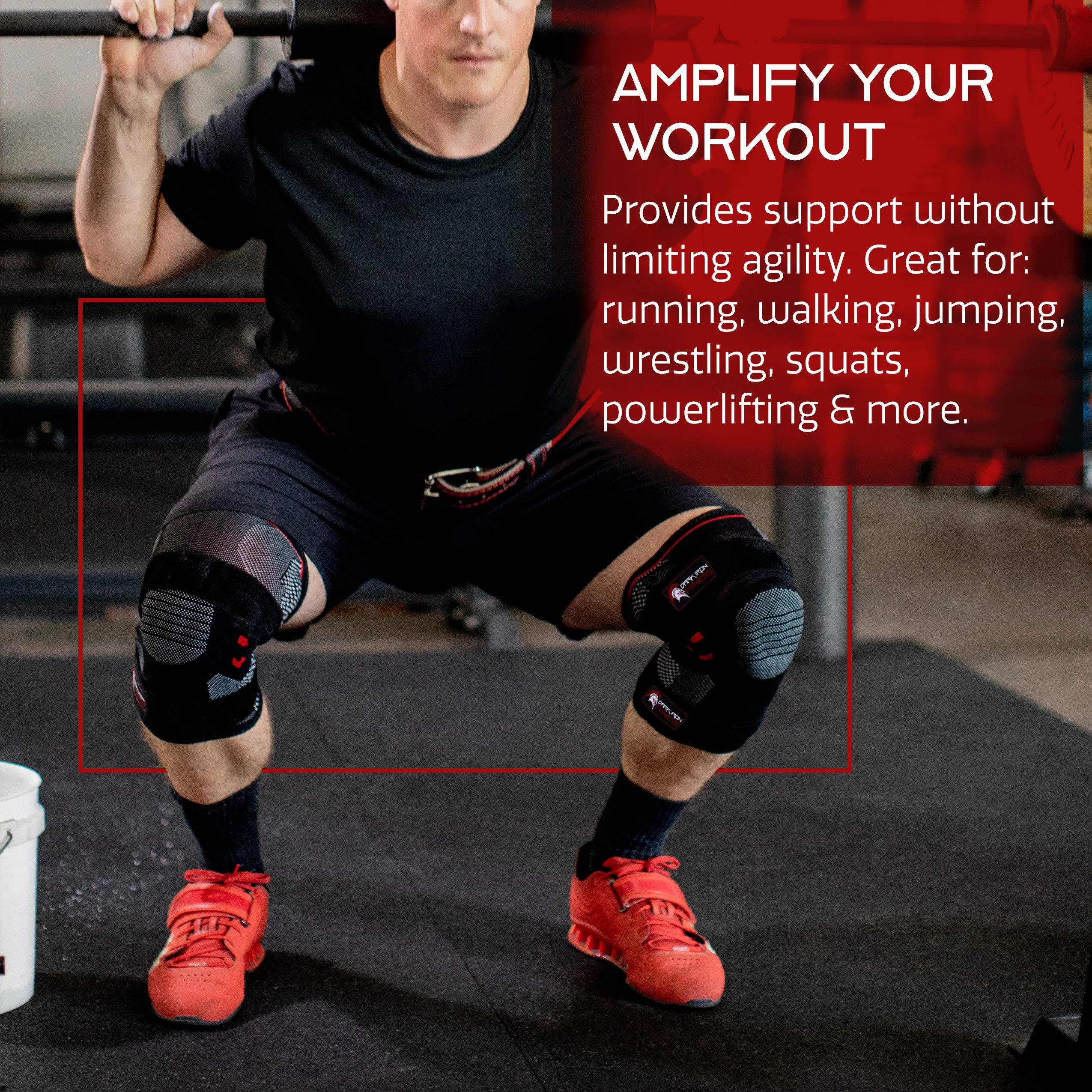 Dark Iron Fitness Dark Iron Fitness Knee Brace for Weightlifting Medium, Padded, Stabilizing Compression Sleeves for Powerlifting and Weight Training Black