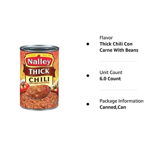 Nalley Nalley, Canned Chili, 15oz Can (Pack of 6) (Choose Flavors Below) (Thick Chili Con Carne With Beans)