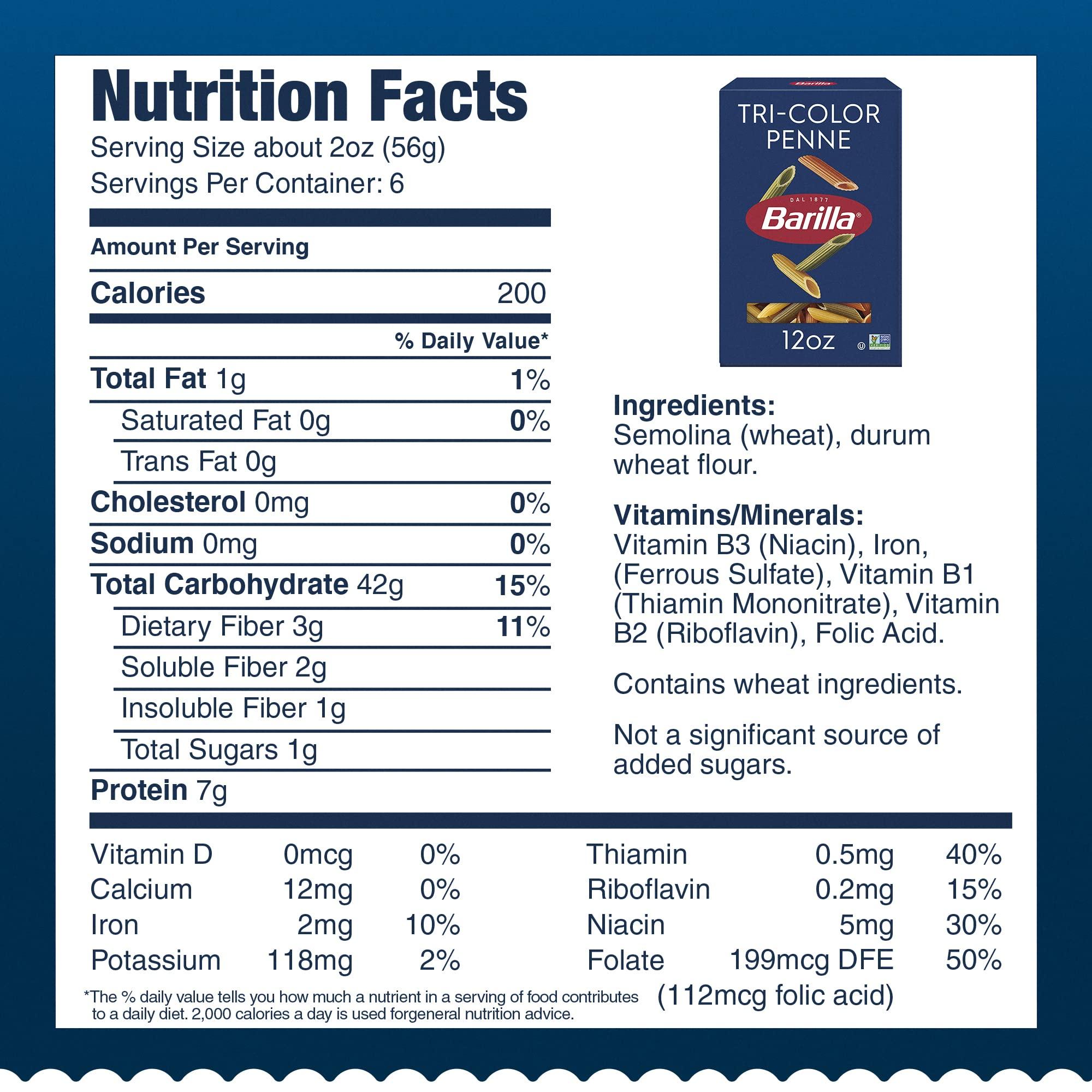 Barilla Barilla Tri-Color Penne Pasta, 12 oz. Box (Pack of 16) - Non-GMO Pasta Made with Durum Wheat Semolina - Kosher Certified Pasta