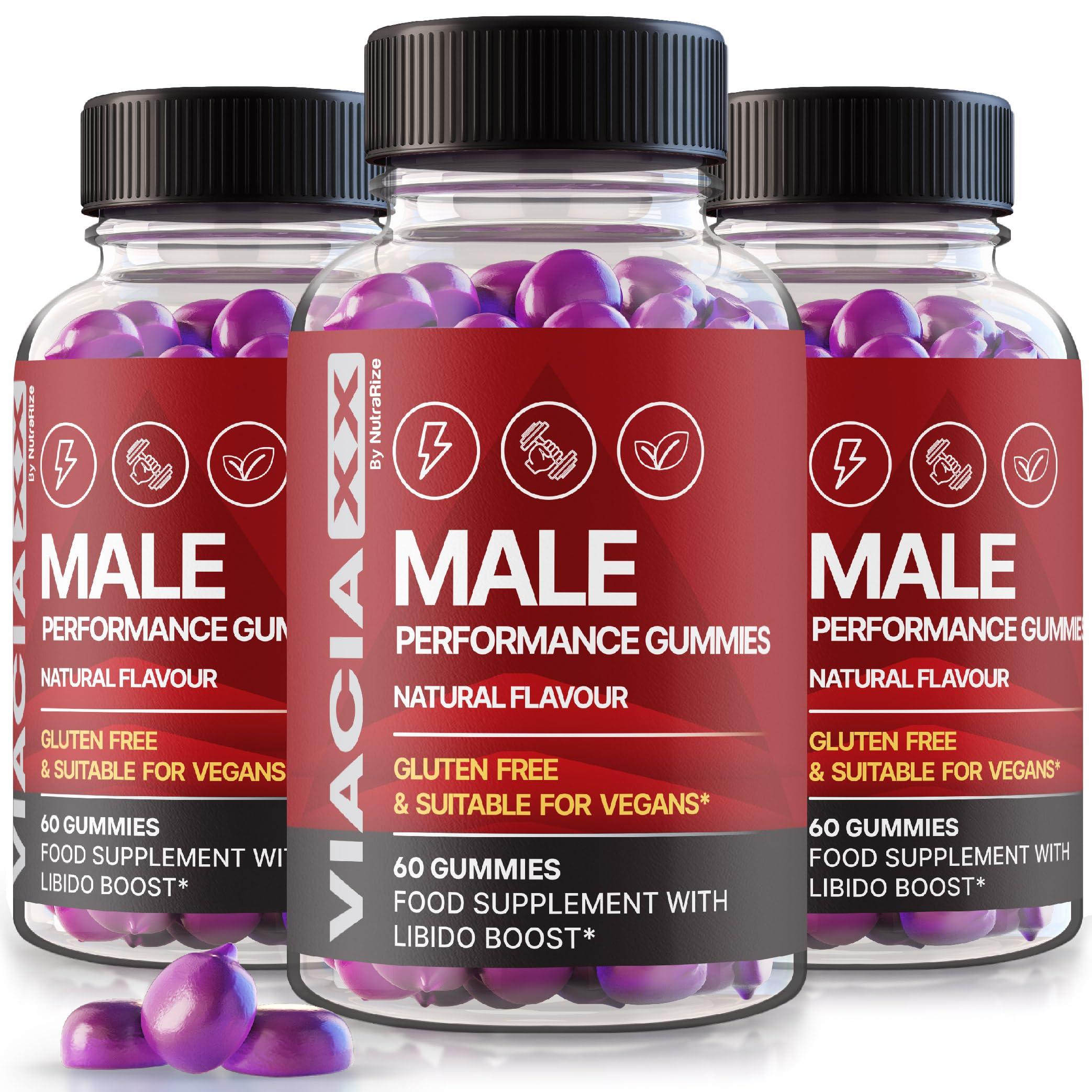 NutraRize (3 Pack) Viacia XX Male Gummies - ViaciaXX All Natural Supplement for Men, Daily Health Formula for Overall Performance and Endurance, Official Premium Gummy Reviews (180 Gummies)