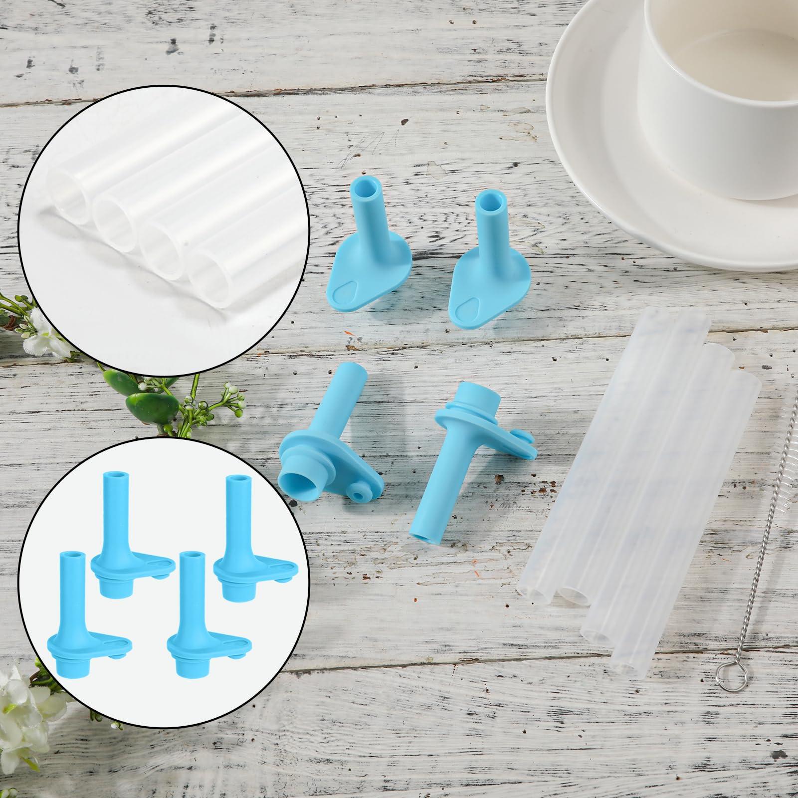 PEUTIER 4pcs Replacement Straws and Bite Valve for Zak Designs Kelso 15 oz, Straw Cup Accessories with Straw Cleaning Brush for kids Water Bottle, BPA Free Reusable (Blue)