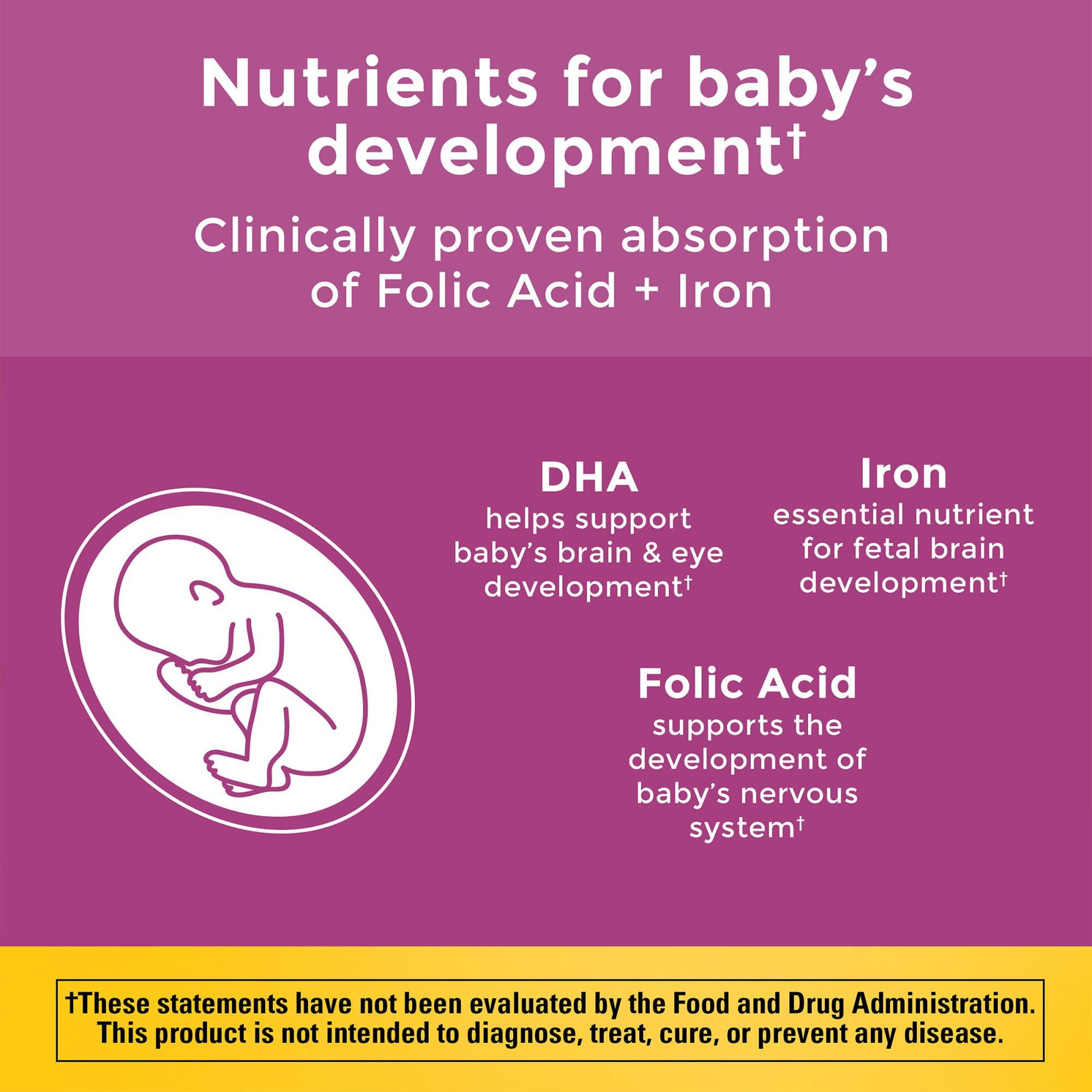 Nature Made Nature Made Prenatal with Folic Acid + DHA, Prenatal Vitamin and Mineral Supplement for Daily Nutritional Support, 90 Softgels, 90 Day Supply