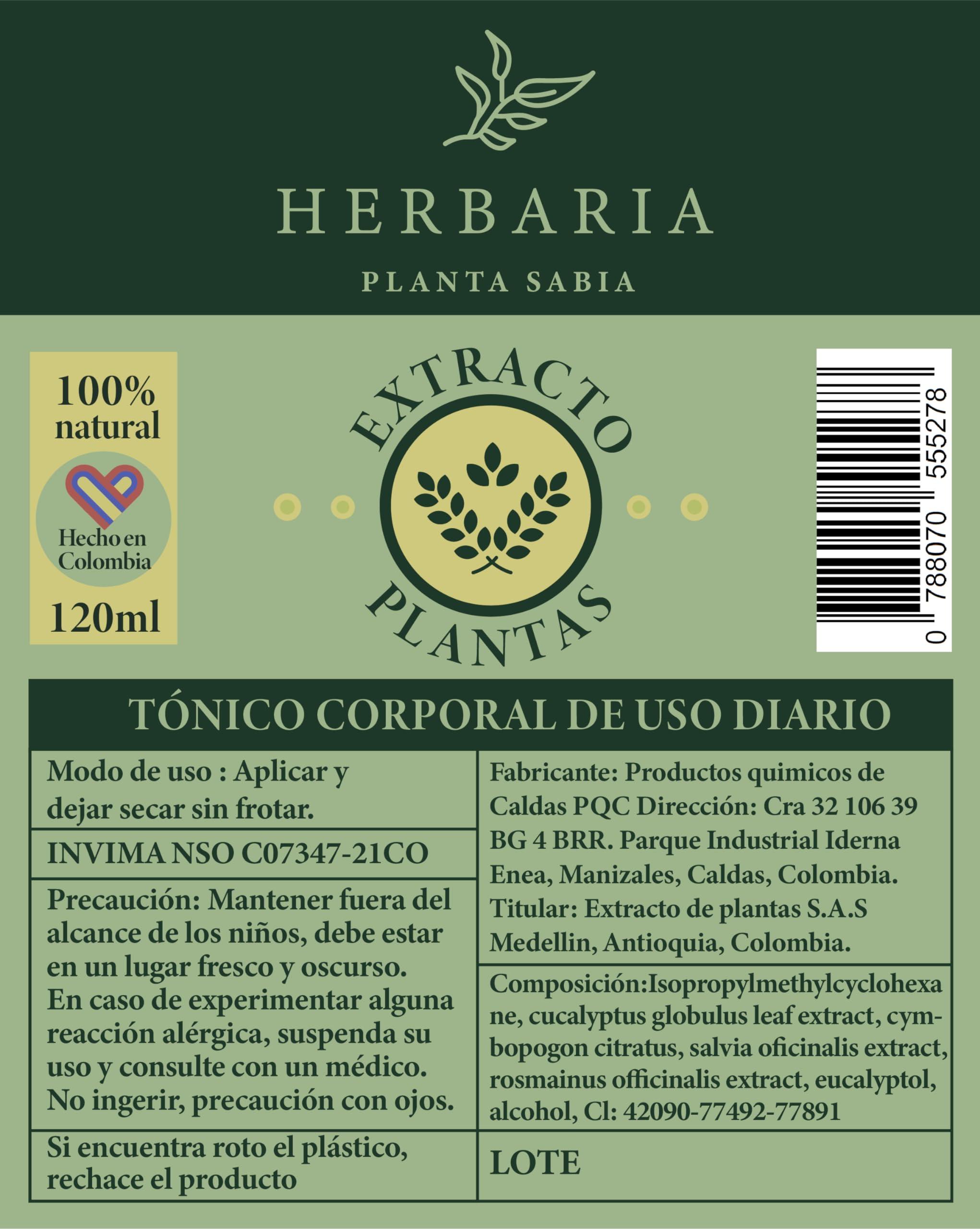 HERBAL WISE HERBAL WISE Topical Relief Spray Infused with Eucalyptus, Sage, and Rosemary Plant Extracts, Featuring Genuine Plants and Leaves Within The Bottle (4 Fl Oz / 120 ml), Clear