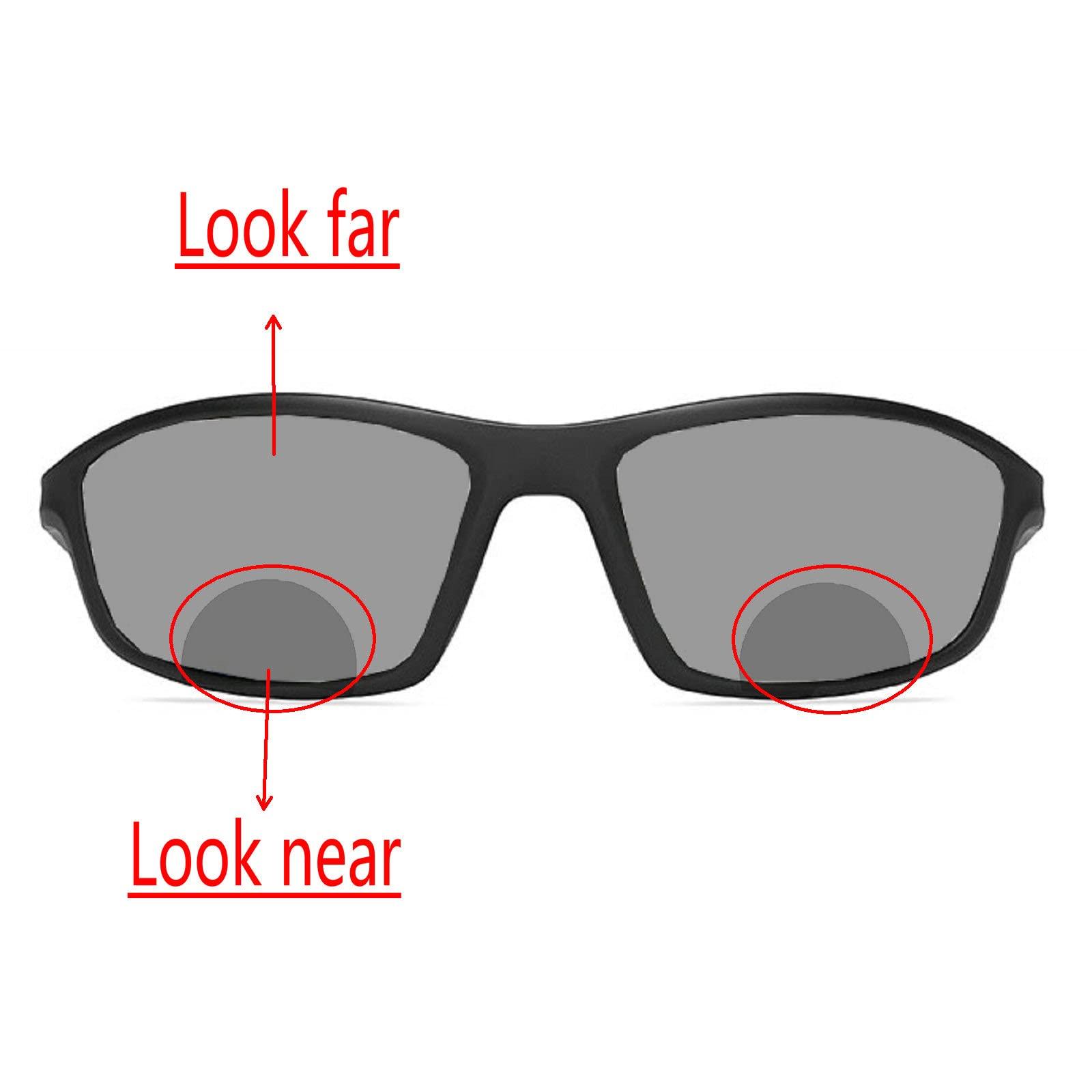 willochra outdoor Transition Photochromic Bifocal Reading Glasses for Men 2pcs Sun protection Sports Presbyopia Sunglasses reader (2pcs-black red&blue, 3.0, multiplier_x)