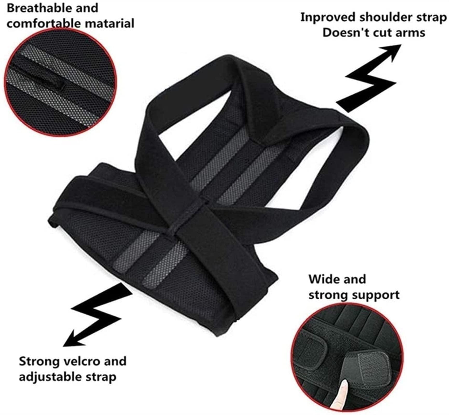 XMSM XS-5XL Full Back Brace Posture Corrector for Men Women&Teenagers,Adjustable Back Shoulder Lumbar Spine Support Belt Waist Trainer,Improve Poor Posture,Pain Relief (Color : Black, Size : Medium)