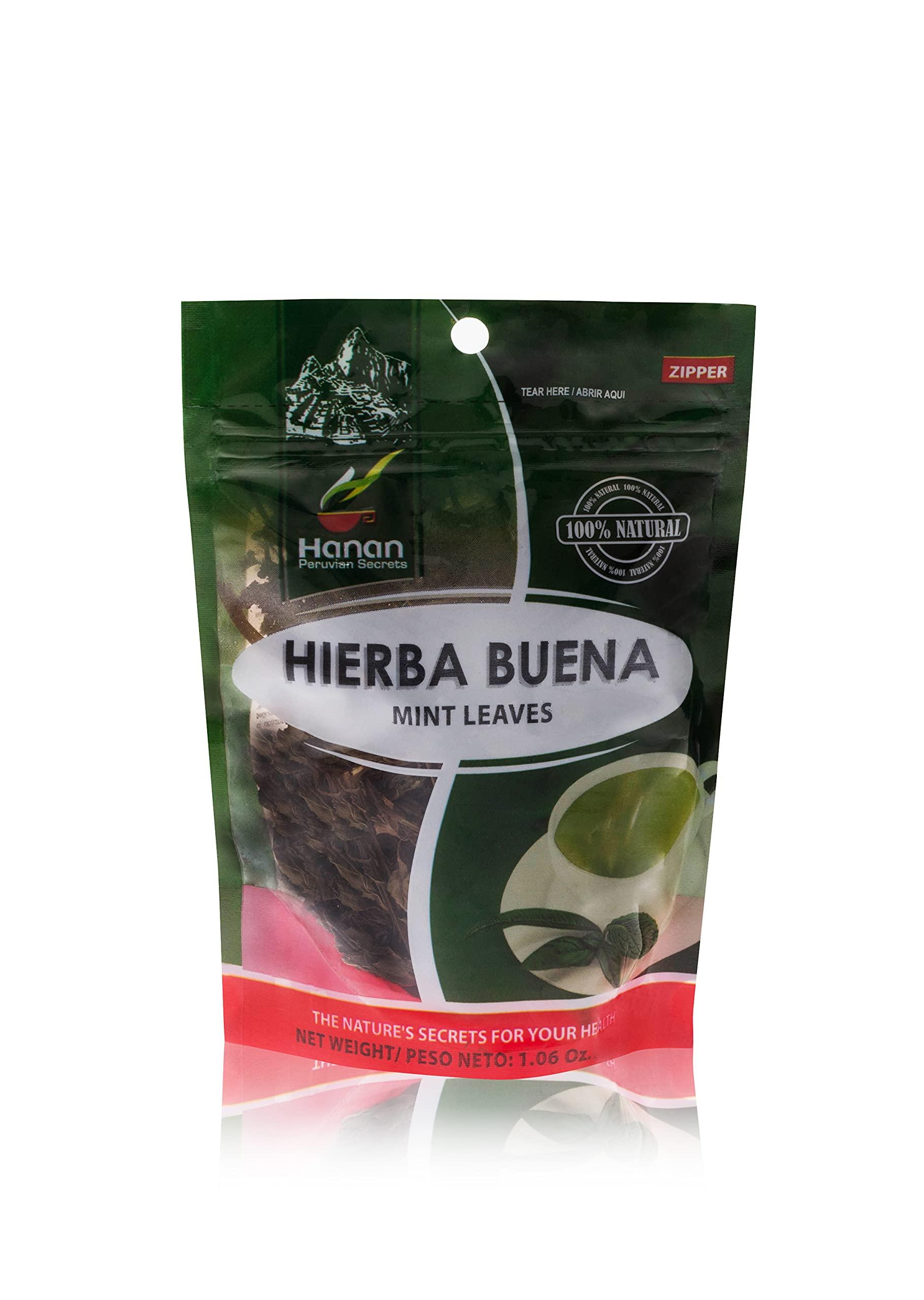 HANAN PERUVIAN SECRETS Hanan Peruvian Secrets Hierba Buena|100% Natural Spearmint|1.06oz / 30g|Naturally Aids in Fighting Digestive Disorders, Abdominal Cramps|Promotes Healthy Digestion (3 Pack)