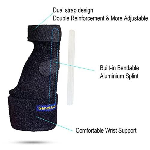 GenetGo Trigger Thumb Splint - Thumb Spica Support Brace Stabilizer for Pain, Sprains, Arthritis, Tendonitis (Right Hand or Left Hand) (Black)