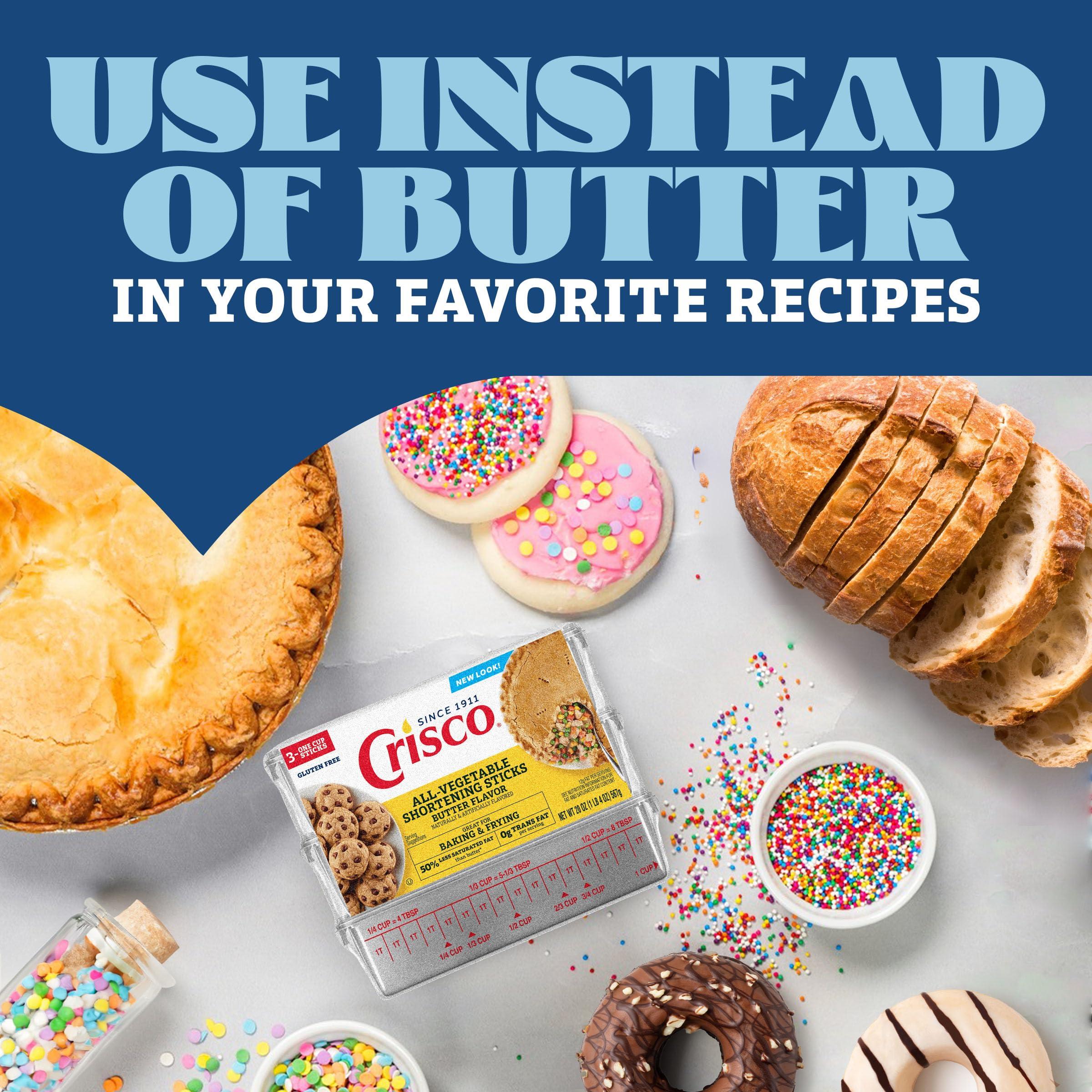 Crisco Crisco Butter Flavor All-Vegetable Shortening Sticks, 20 Ounce, 3 Sticks