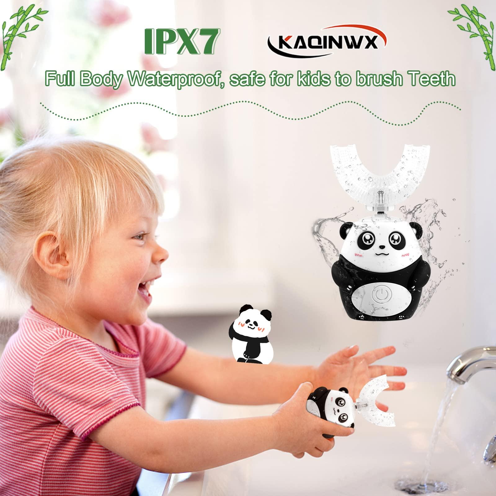 KAQINWX KAQINWX Kids Electric Toothbrushes, U Shaped Toddler Toothbrush, Panda Ultrasonic Kids Toothbrush with Smart Timer, 3 Brush Heads Replacement, 3 Clean Modes