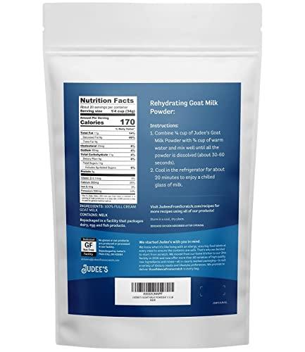 Judee's Gluten Free Judee's Goat Milk Powder 1.5 lb - Blends Well in Smoothies and Great for Baking - Convenient for Travel, Hiking, and Camping - Non-GMO, Gluten-Free and Nut-Free