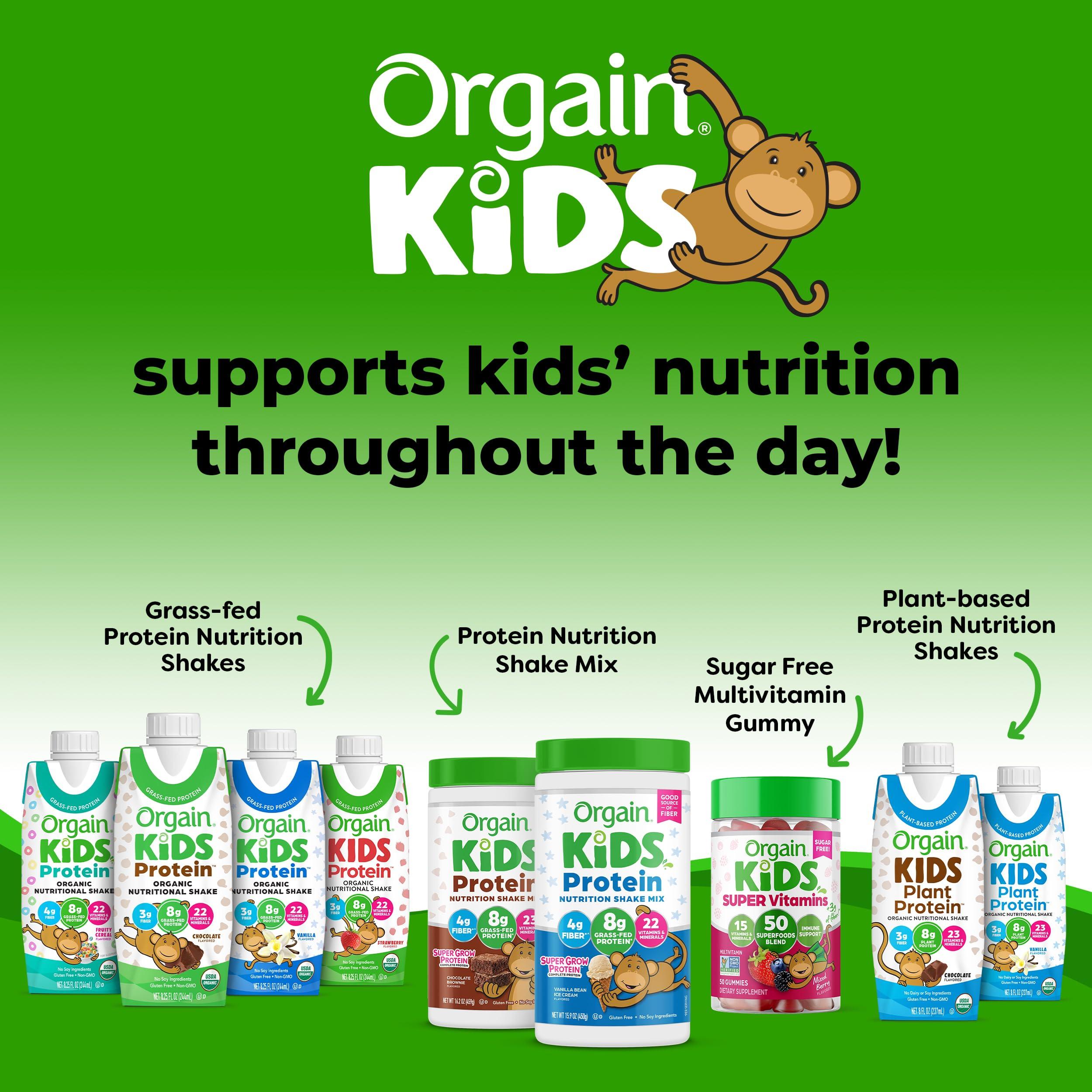Orgain Orgain Organic Kids Nutritional Protein Shake, Chocolate, Healthy Kids Snacks, 8g Dairy Protein, 3g Fiber, 22 Vitamins & Minerals, No Soy Ingredients, Gluten Free, Non-GMO, 8.25 Fl Oz (Pack of 12)