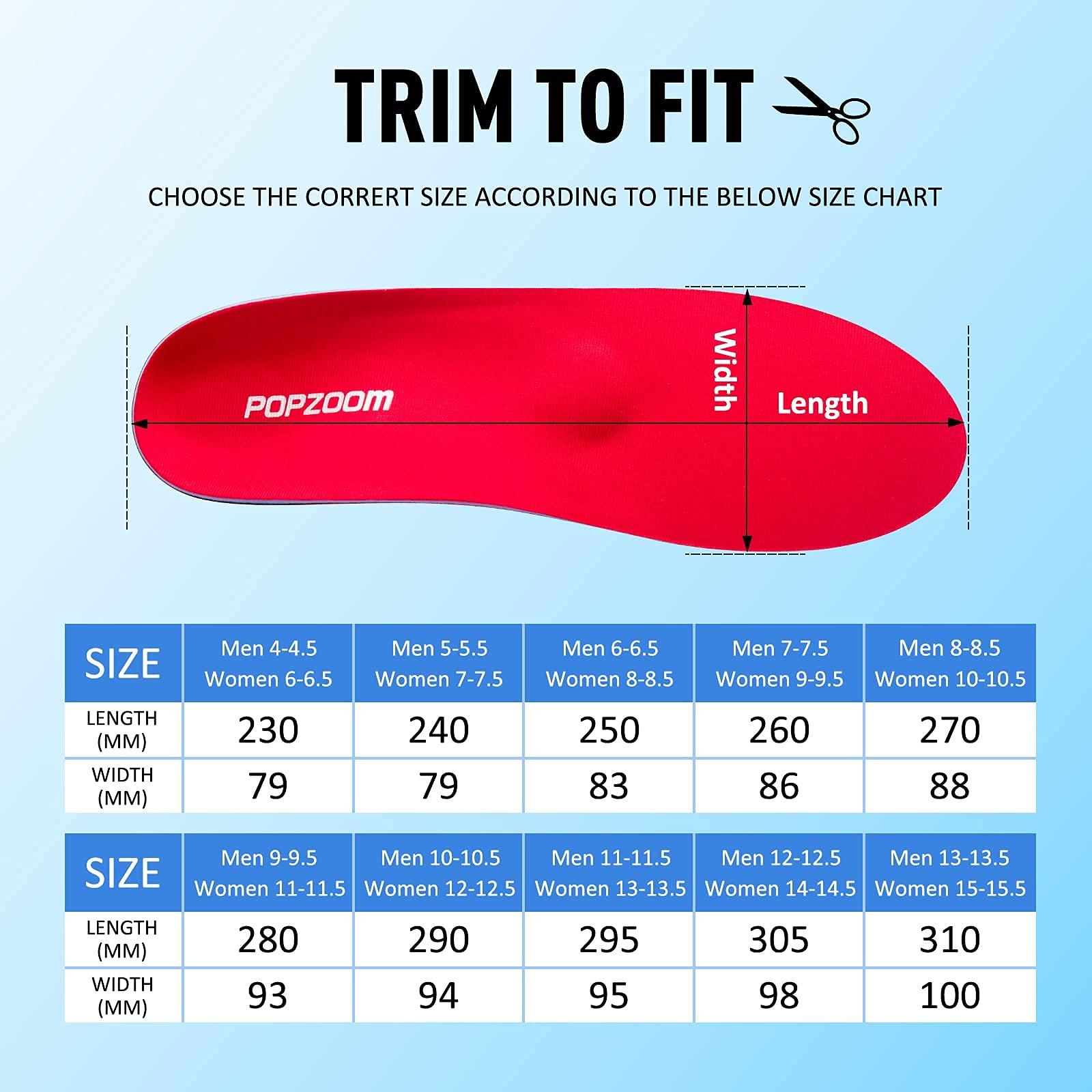 Popzoom Popzoom Arch Support Flat Feet Insoles - Orthotic Shoe Inserts, 3cm, Red, Unisex