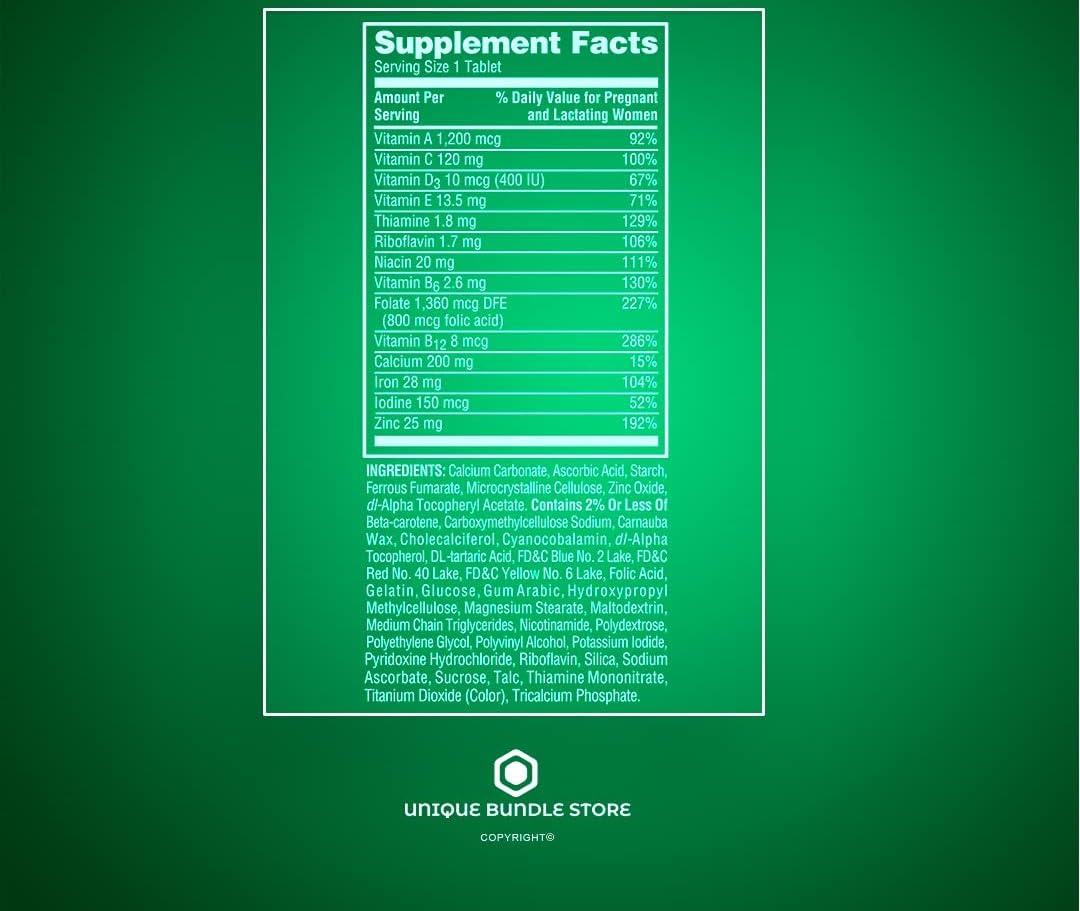 Unique Bundle Store Spring Valley, Prenatal Multivitamin, Multimineral Tablets Dietary Supplement, Prenatals for Women, 100 Count + 7 Day Pill Organizer Included (Pack of 2)