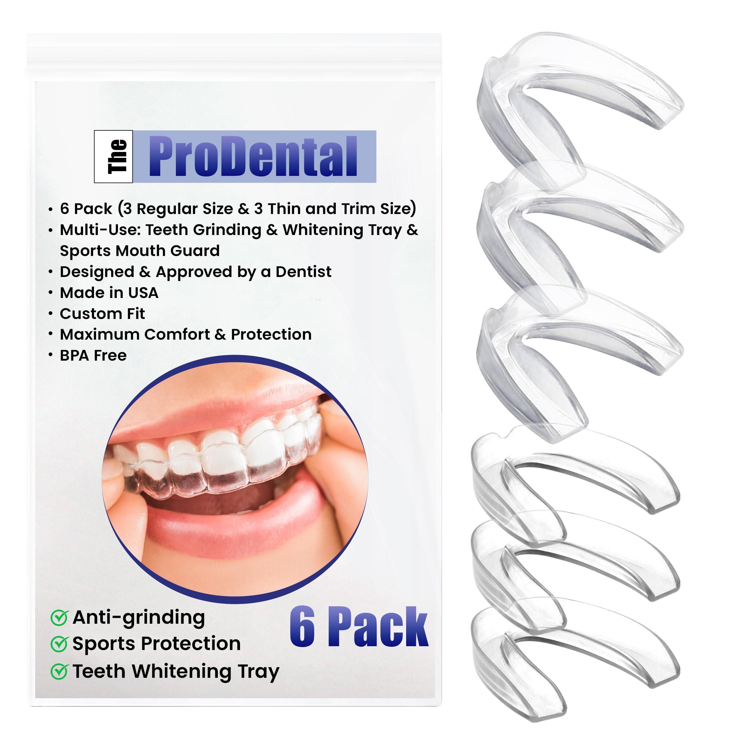 ProDental Professional Mouth Guard for Grinding Teeth - 6 Customizable Dental Guards - 2 Sizes, USA Made, BPA Free | Eliminate Bruxism, Teeth Clenching | Also for Sports & Teeth Whitening