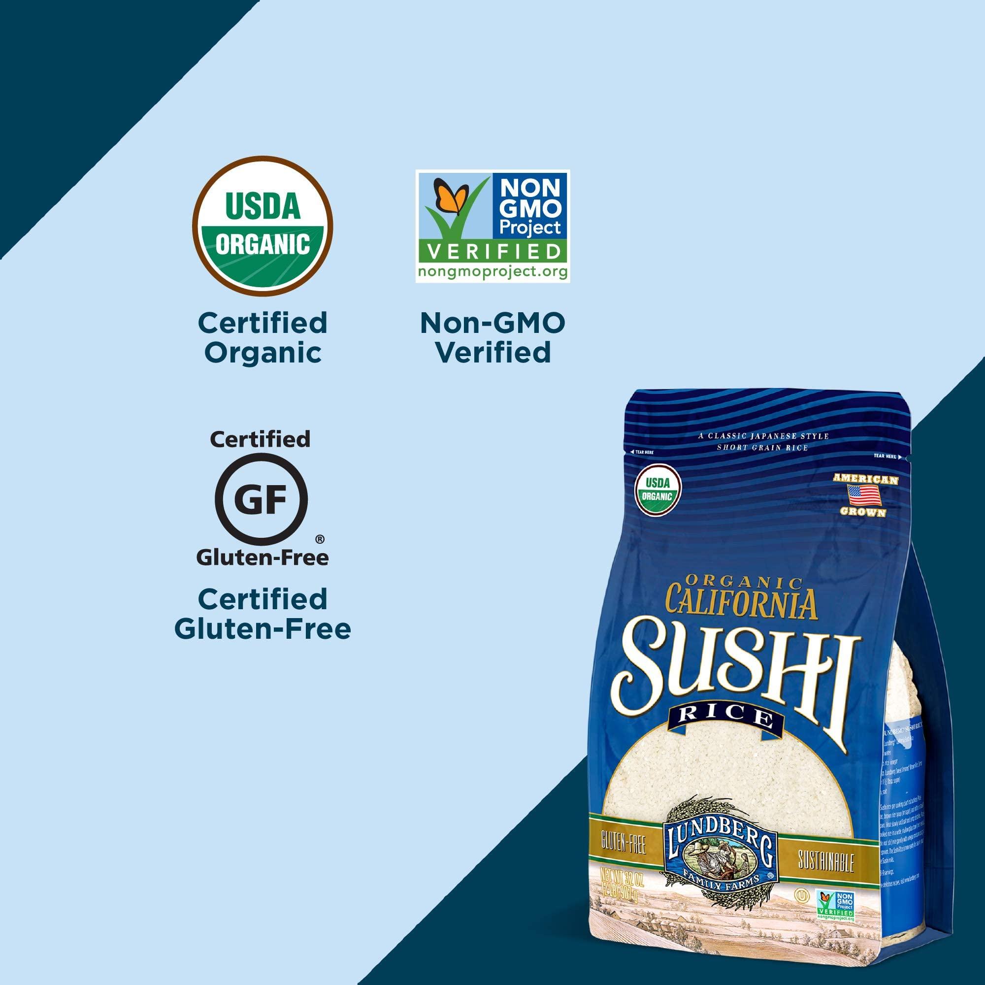 Lundberg Lundberg Organic California Sushi Rice - Short Grain Rice, White Japanese-Style Sticky Rice for Perfect Sushi Rolls, Rice Bowls, and Mochi, Bulk Rice, 25 Lbs
