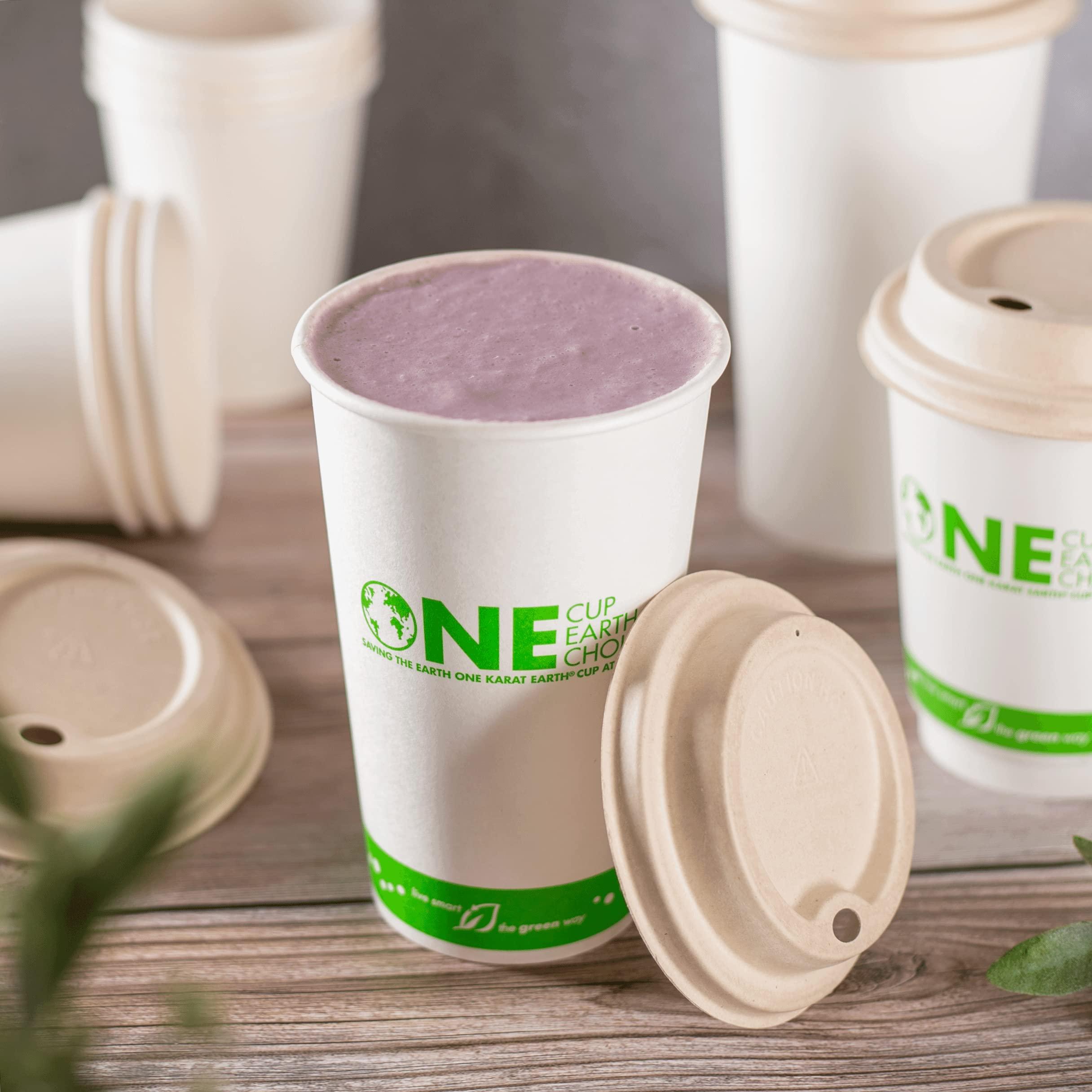 KARAT EARTH KARAT EARTH KE-BDL516N 90mm PFAS Free Bagasse Sipper Dome Lid for 10-24 oz. Hot Cup, Natural - Case of 500 pcs