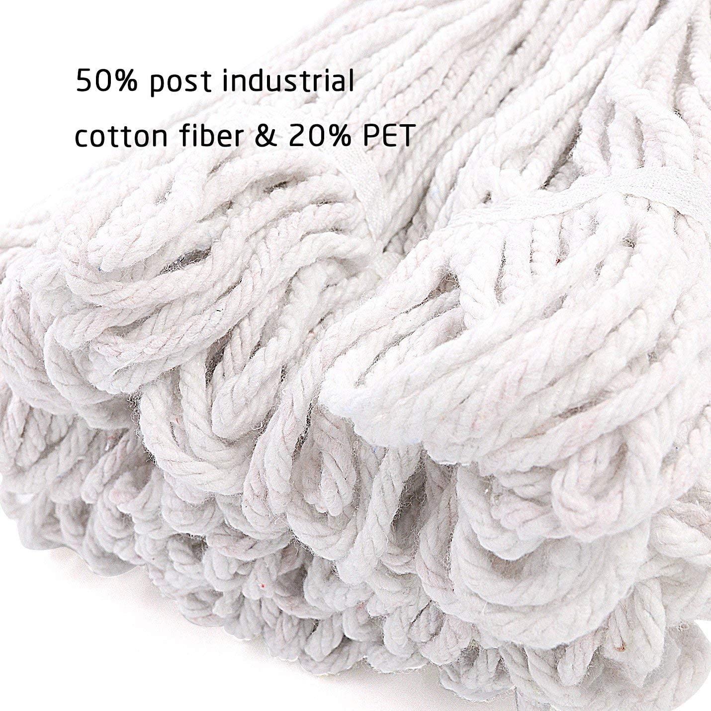 Tidy Monster Loop End Commercial String Mop Head, String Cotton mop Heads, 6 Inch Headband, Mop Head Replacement for Home, Highly Absorbent,Industrial and Commercial Use (3-White)