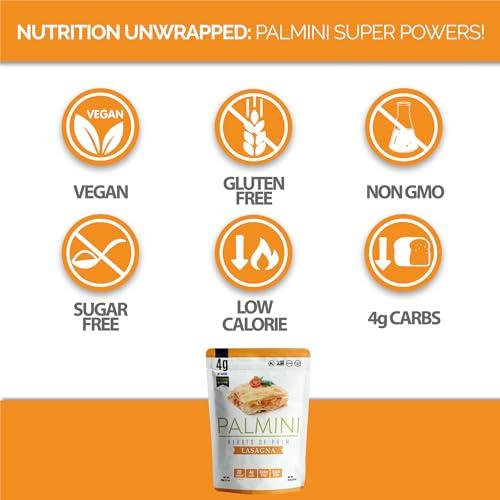 Palmini Palmini Lasagna Noodles | Low-Carb Pasta, Low-Calorie Hearts of Palm Pasta | Keto Pasta, Gluten Free, Vegan, Non-GMO, Plant Based Pasta, Healthy Noodles | Seen on Shark Tank |(12 Ounce - Pack of 6)