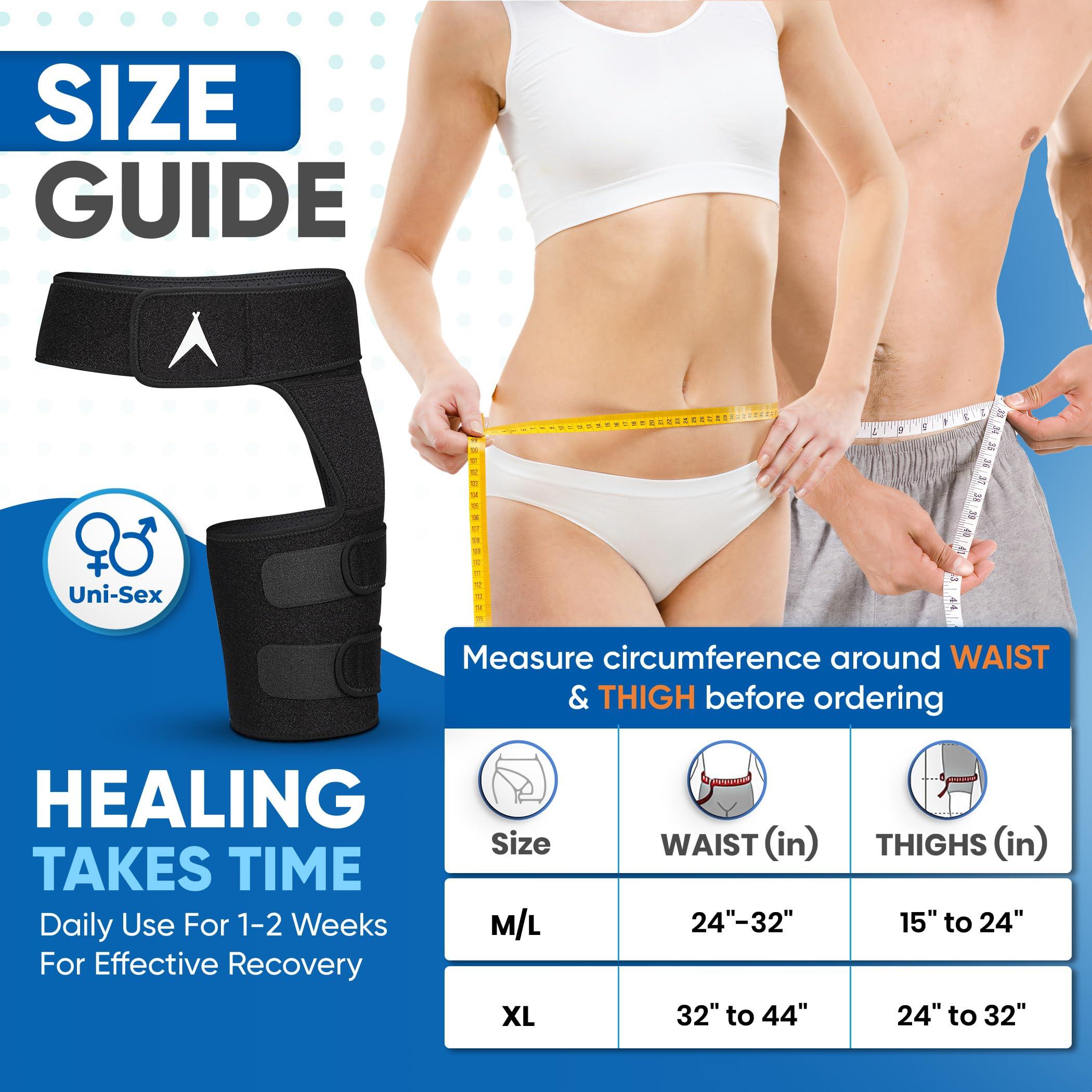 Action Tribex Action Tribex ATX Hip Brace for Sciatica Pain Relief Devices Adjustable Ortho Groin Compression Wrap, Hamstring & Thigh Brace for Women & Men Support for Sciatica Pain Relief Brace (M-L (Left/Right Leg))