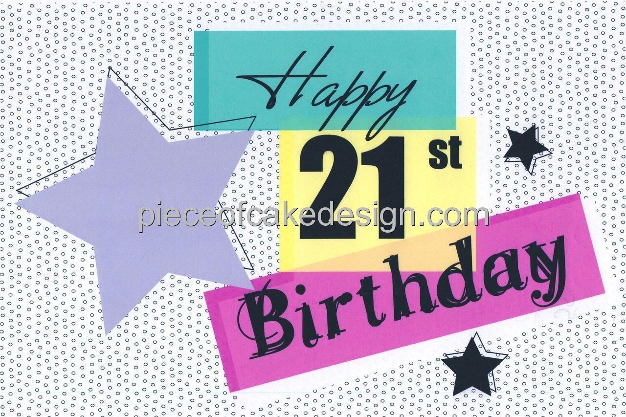 Quantumchaos Media 6" Round, Happy 21st Birthday Photo Frame Birthday, Edible Cake/Cupcake Topper