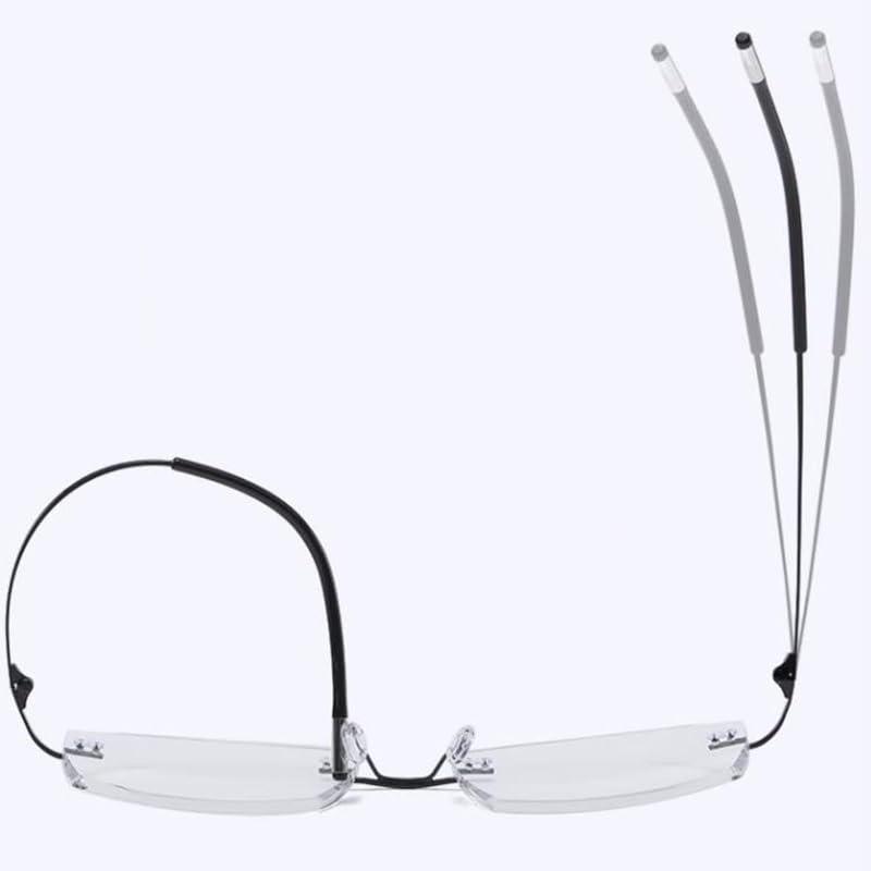 WInara WInara Photochromic Transition Reading Glasses Rimless Eyewear Anti UV SunGlasses Far and Near Dual Use HD Presbyopia glasses (Color : Black, Size : +1.00)
